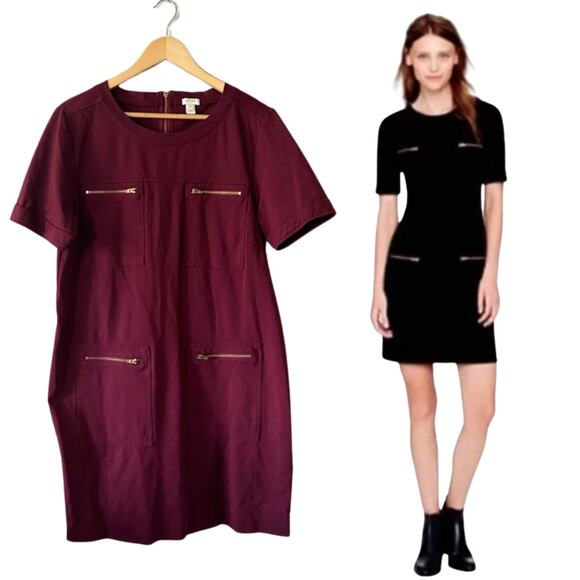 J. Crew Ponte Dress with Gold Zipper Pockets Size 14 - Picture 1 of 9